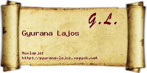 Gyurana Lajos névjegykártya